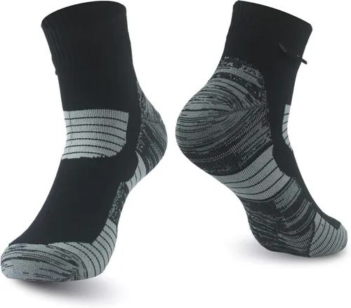 Vista 12 de RANDY SUN Waterproof Socks, Unisex Cycling/Hunting/Fishing/Running Ankle Socks 1&2 Pair 1 par de calcetines negros y grises.