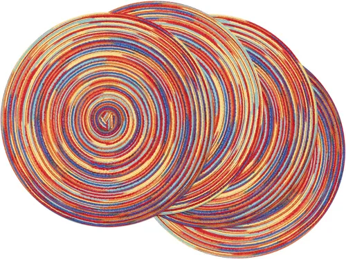 Vista 18 de SHACOS Juego de 4 manteles individuales redondos lavables de 15 pulgadas, de algodón, poliéster, trenzados, para mesa de comedor, boda, decoración