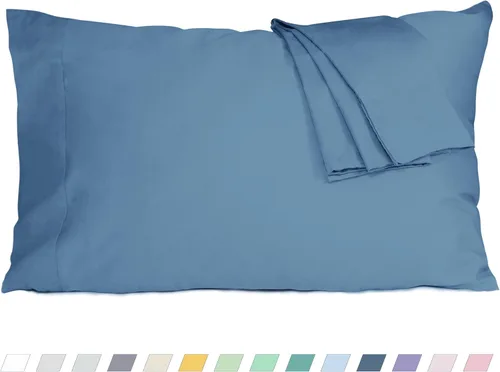 Vista 22 de Pillow Cases 100% Cotton Percale Standard Queen Set of 2 Blue Floral Floral Pillowcases Breathable Hypoallergenic Pre-Shrunk, 20 Inch x 30 Inch