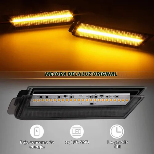 Vista 2 de Lámparas de reflector de marcador lateral LED de lente ahumada para parachoques delantero compatibles con Chevy Camaro ámbar 2010 a 2015 - Paquete