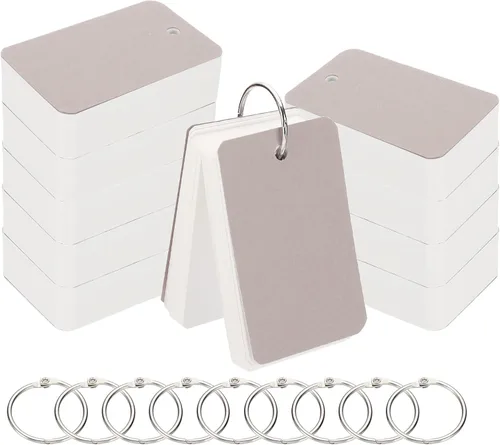 Vista 7 de PATIKIL Tarjetas de índice en blanco con anillo, 1000 tarjetas flash en blanco de 2.8 x 1.6 pulgadas, cartulina de notas de estudio para aprendizaje