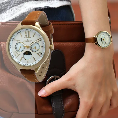 Vista 7 de Peugeot Reloj analógico de cuarzo 3053 chapado en oro de 14 quilates para mujer