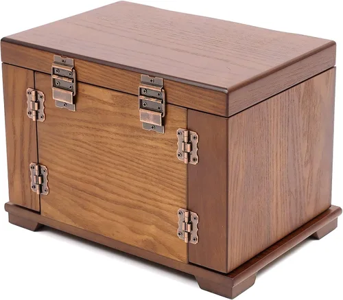 Vista 9 de Eapmic Joyero de madera extra grande de 4 capas, joyero de armario, anillo, collar, caja de almacenamiento de regalo (4 capas, marrón)