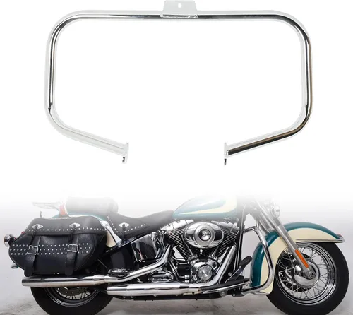 Vista 8 de XMT-MOTO Protector de motor delantero Highway Crash Ba Fit para Harley Davidson Softail FL 2000-2017 Modelos Negro Brillante