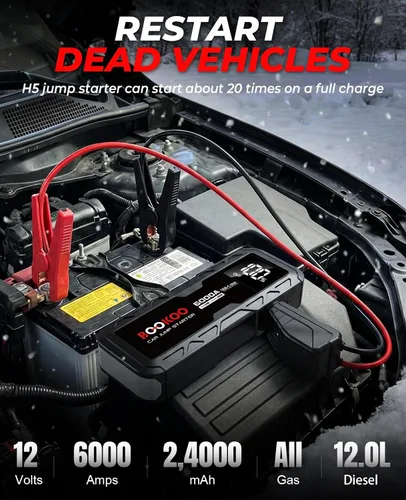 Vista 2 de BOOKOO Arrancador de salto 6000A 12V para cortacésped de barco de coche