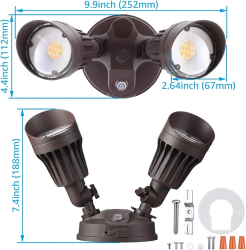 Vista 7 de Luces nocturnas reflectoras LED / Luces de seguridad LED para exteriores, LHSCT-20WR50PS-BRZ, 20.0watts, 120.00 volts