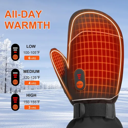 Vista 2 de Daxiga Guantes térmicos para mujeres y hombres, guantes de motocicleta con calefacción recargable, guantes de batería para montar en bicicleta