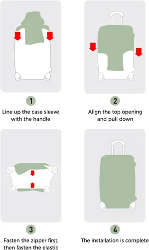 Vista 6 de French Bulldog Suitcase Cover - Waterproof Stretch Travel Luggage Cover, Cute Animals Red Love Heart Black Luggage Covers Washable Luggage Protector