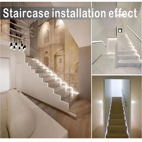 Vista 5 de Tira de luces LED de color blanco brillante de 16.4 pies, 300 luces LED blancas frías, 6500 K, impermeables, para dormitorio, armarios de cocina