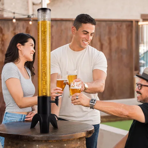 Vista 2 de Mimosa Tower, dispensador de torre de bebidas de 100 oz/3 L con tubo de hielo y luz LED, dispensador de cerveza de mesa (1 unidad)