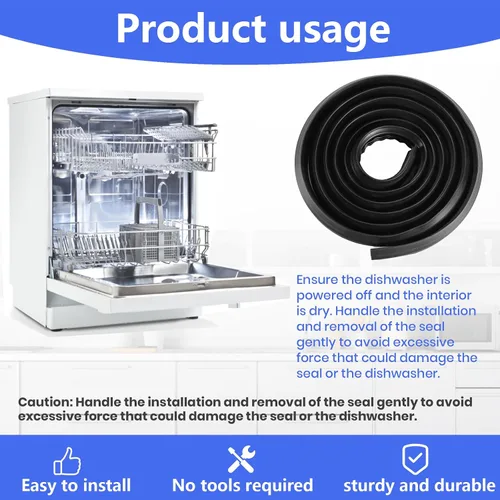 Vista 3 de Actualización DD62-00043A para sello de puerta de la tina frontal del lavaplatos Samsung, actualización de goma - Compatible con piezas