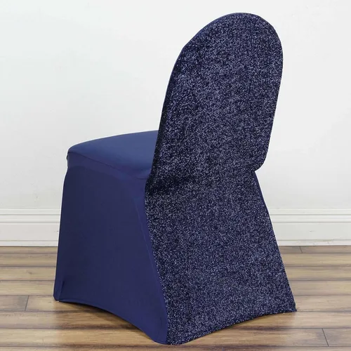 Vista 16 de Tableclothsfactory Funda elástica para silla de banquete de elastano negro con brillo metálico para eventos de comedor para banquete de boda