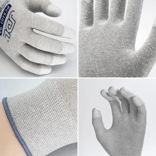 Vista 3 de JDL Guantes de trabajo ESD, guantes antiestáticos para construcción de PC, 6 pares, instalación y reparación de computadoras, guantes de fibra