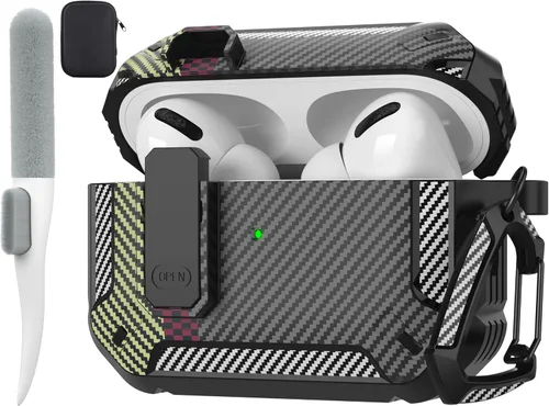 Vista 84 de Maxjoy Funda para AirPods Pro 3 2025, MagSafe compatible con bloqueo automático, funda protectora a prueba de golpes con soporte para teléfono
