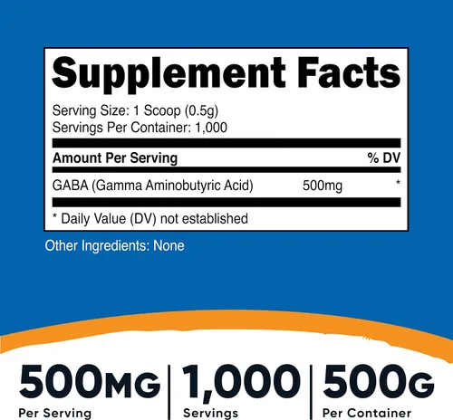 Vista 2 de Nutricost Polvo puro GABA (ácido gamma aminobutírico) (17.64 oz/1.1 libras) (paquete de 2)