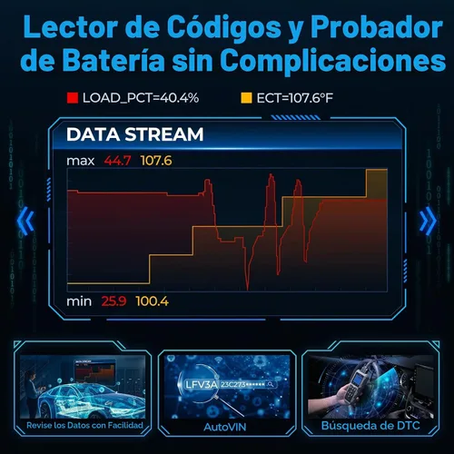Vista 5 de TOPDON AL500B Escáner OBD2 Probador de Batería 2 en 1 Lector de Código, Diagnóstico OBDII Completo, Pruebas de Batería de 12V y Pruebas de Arranque