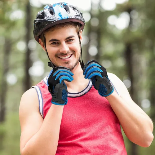 Vista 5 de B-Forest Guantes de ciclismo, guantes de bicicleta de carretera con dedos completos, guantes de ciclismo para hombre, guantes de montar en montaña