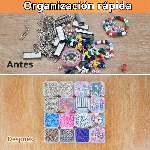 Vista 2 de Mathtoxyz Caja organizadora de 36 piezas, organizadores pequeños y contenedores de almacenamiento, soporte rectangular, fundas de plástico