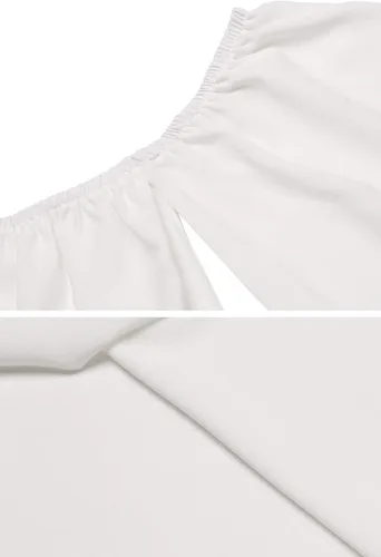 Vista 6 de Bluetime - Blusas de verano de gasa con hombros descubiertos volantes de manga corta para mujer camisetas casuales y sexis