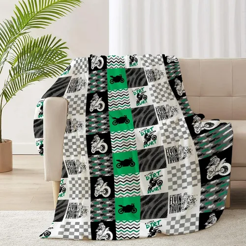 Vista 12 de Manta de forro polar suave para regalo de motocicletas de motocross, manta acogedora de franela, aire acondicionado, 50x40 pulgadas para niños
