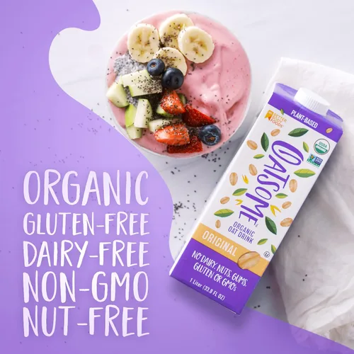 Vista 2 de Oatsome Leche de avena orgánica, caja de 1 litro, regular, 33.8 onzas líquidas (paquete de 1)