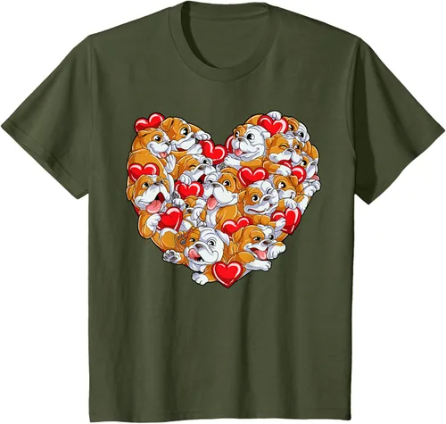 Vista 9 de Camiseta inglesa para el día de San Valentín con diseño de corazón y perro amante de los niños Negro