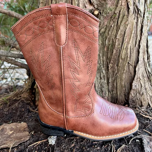 Vista 4 de Botas vaqueras occidentales para niña, color rosa, con cremallera de cuero, botas vaqueras (niños pequeños y jóvenes)