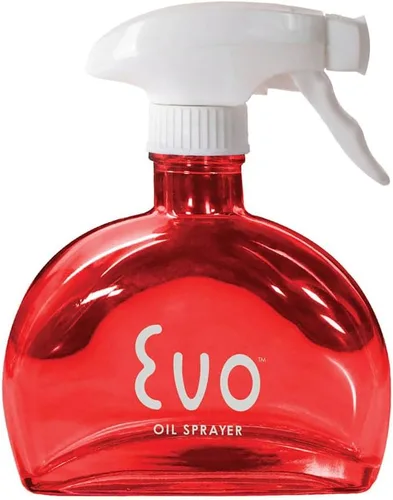 Vista 3 de Evo - Pulverizador de aceite de vidrio, sin aerosol para aceite de oliva, aceites de cocina y vinagres, morado, capacidad de 6 onzas, para asar