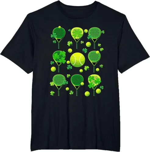 Vista 17 de St Patricks Day Padel Tennis Shamrock Paddle Irish Pride T-Shirt