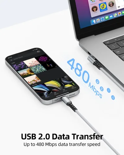 Vista 3 de Short Right Angle USB C to USB C Cable 12 inch 3 Pack, PD 65W Fast Charging Blanco grisáceo