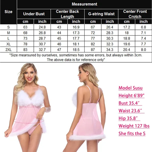 Vista 6 de Conjunto de lencería sexy de Papá Noel para mujer, ropa de noche con encaje