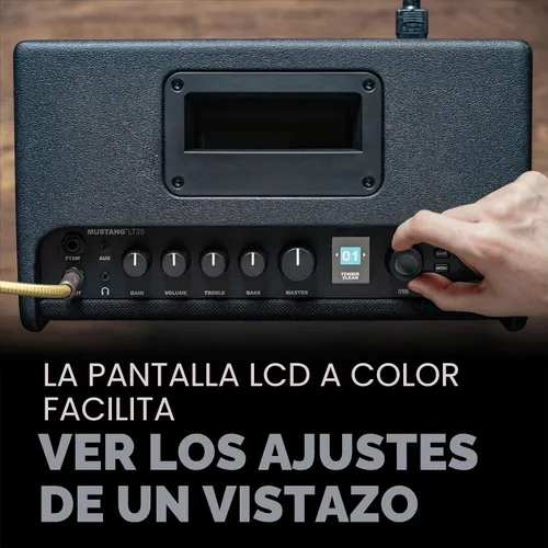 Vista 3 de Fender Mustang LT25 Amplificador de guitarra, amplificador combinado de 25 W, con 2 años de garantía, 30 efectos preestablecidos con interfaz