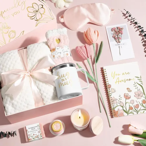 Vista 9 de Regalos de cumpleaños de Navidad para mujeres, paquete de cuidado personal Rosa