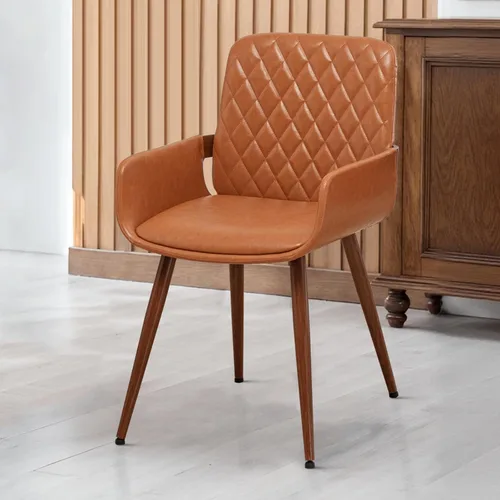 Vista 14 de LUNLING Sillas de Comedor Modernas de Mediados de Siglo de Cuero Sintético, Sillas con Asiento Tapizado y Patas de Metal, Silla de Cocina de Cuero