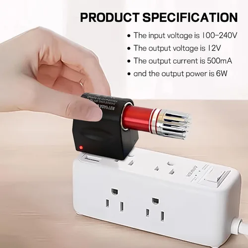 Vista 4 de Convertidor universal de CA a CC, DC 12V 500mA encendedor de cigarrillos de coche a adaptador de toma de corriente, adaptador hembra de CA a CC
