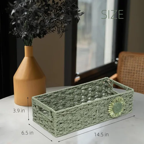 Vista 2 de Cesta de papel higiénico para organizador de baño con tapa de tanque - Verde