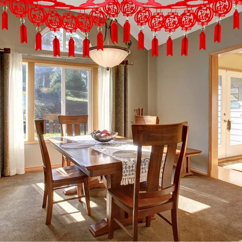 Vista 5 de Supla Paquete de 8 guirnaldas decorativas de Año Nuevo chino de 26.2 pies de largo, guirnalda roja colgante de buena suerte, guirnalda china