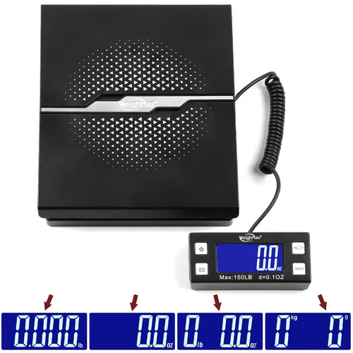 Vista 4 de Weighmax W-8809 - Balanza digital de envío y postal de 150lbs x 0.1oz con pantalla extendida, negro, baterías y adaptador de CA incluidos
