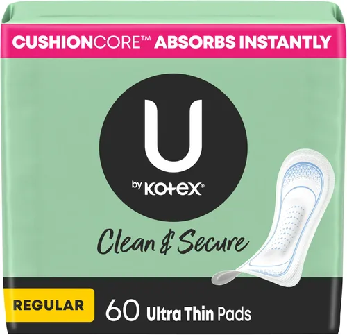 Vista 11 de U by Kotex Toallas con Alas, Clean & Secure, Ultra Delgadas, Absorción Intensa, 44 Unidades (El Empaque Puede Variar)