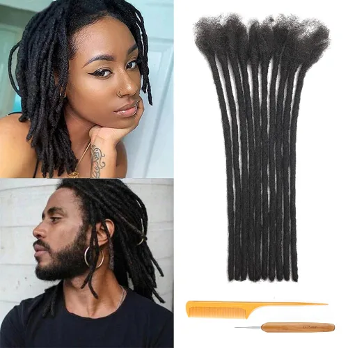 Vista 35 de Extensiones de Rastas de Cabello Humano 0.4cm de Grosor 4 Pulgadas 20 Hebras 100% Cabello Humano Real para Hombres/Mujeres/Niños Completamente