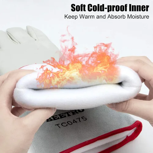 Vista 7 de BEETRO - Guantes anticongelantes de -292℉/-180℃ o superior para manejo de hielo seco, nitrógeno líquido, esponja e interior de algodón