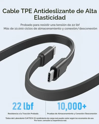 Vista 8 de CUKTECH Banco de energía de 20,000 mAh con cable USB-C integrado, cargador portátil de carga rápida PD de 40 W, batería de 3 puertos para iPhone