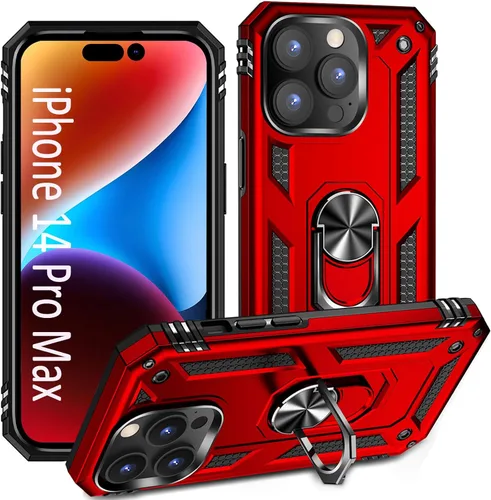 Vista 16 de ADDIT i Phone 14 Pro - Funda para iPhone 14 Pro, con anillo de soporte, soporte ajustable, grado militar, protección resistente, a prueba de golpes