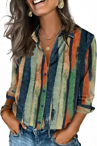Vista 16 de Zeagoo Camisas con botones para mujer, manga 3/4, cuello en V, blusas con cuello en V, trajes casuales de negocios