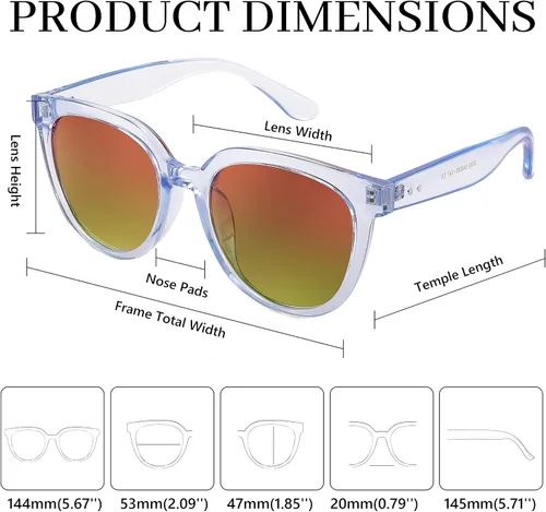 Vista 4 de FEISEDY Gafas de sol para mujer, gafas de sol redondas polarizadas a la moda, estilo moderno, protección UV, Sunnies B4127