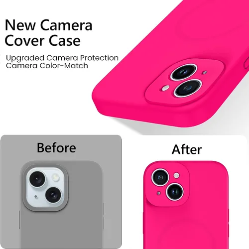 Vista 5 de GUAGUA Funda para iPhone 15 Plus de 6.7 pulgadas, silicona líquida compatible con MagSafe de goma suave, forro de microfibra delgada, funda de cojín