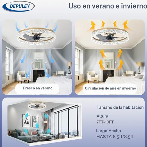 Vista 4 de Depuley Ventiladores de techo con luces y control remoto: ventilador de techo de montaje empotrado moderno de perfil bajo de 20 pulgadas con control