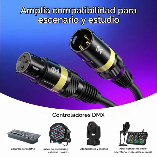 Vista 6 de Cable Matters Paquete de 2 cables de iluminación XLR DMX 22AWG de 3 pines