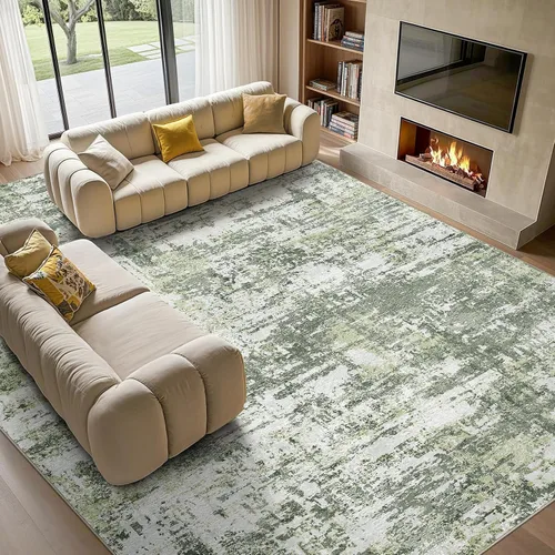 Vista 46 de Tortania Alfombra redonda lavable de 5 pies para sala de estar: Alfombra moderna abstracta neutra grande suave y delgada – Alfombra antideslizante