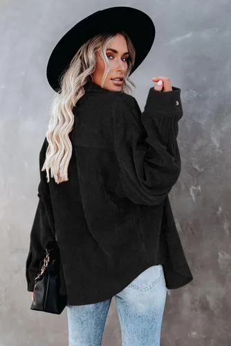 Vista 6 de Magritta Camisas de manga larga con cuello en V y botones para mujer, blusas de gran tamaño con bolsillos